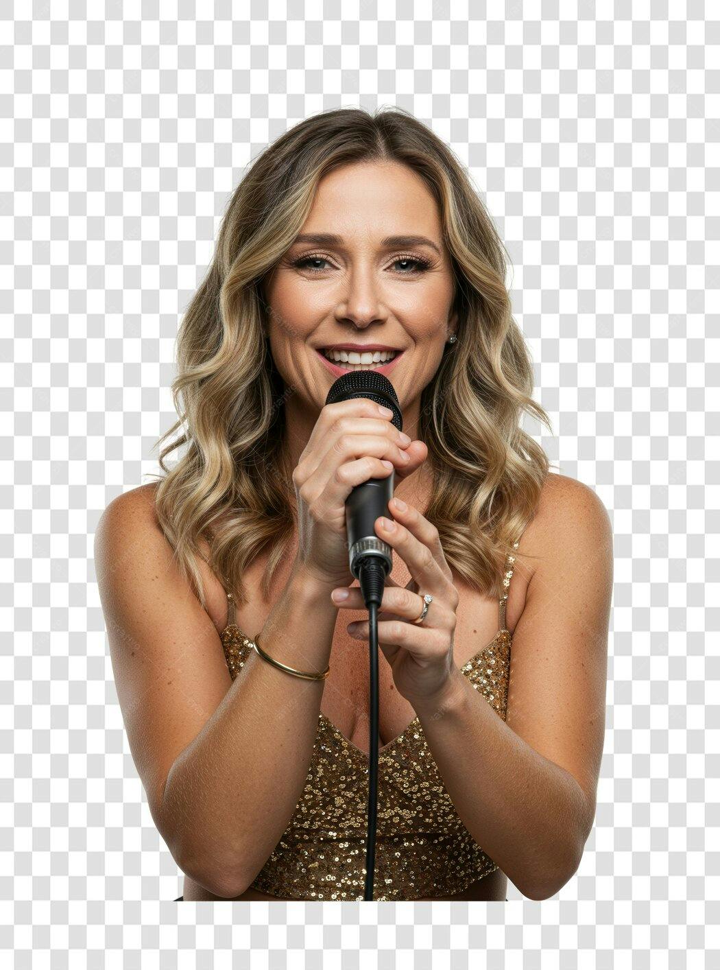 PNG Imagem Cantora com Microfone Fundo Transparente