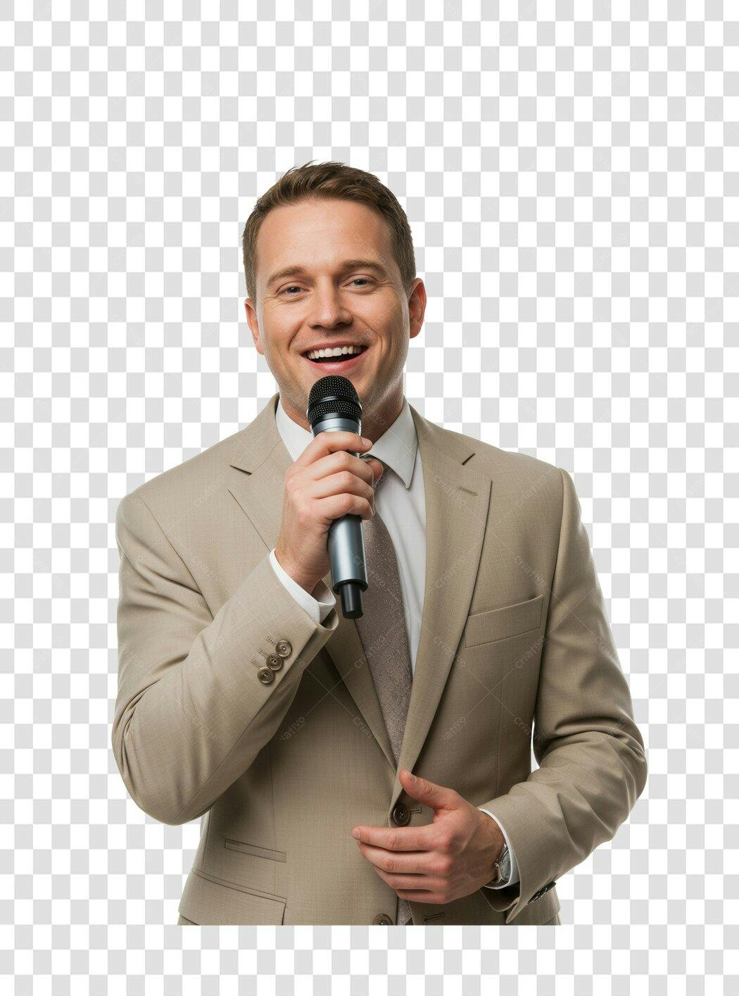 PNG Imagem Homem de Negócios com Microfone Fundo Transparente