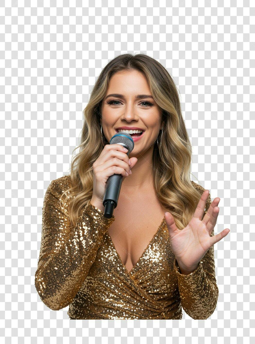 PNG Imagem Cantora com Microfone Fundo Transparente