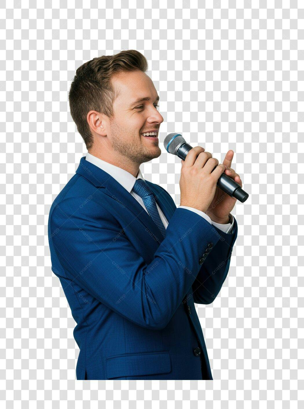 PNG Imagem Homem de Negócios com Microfone PNG com fundo transparente