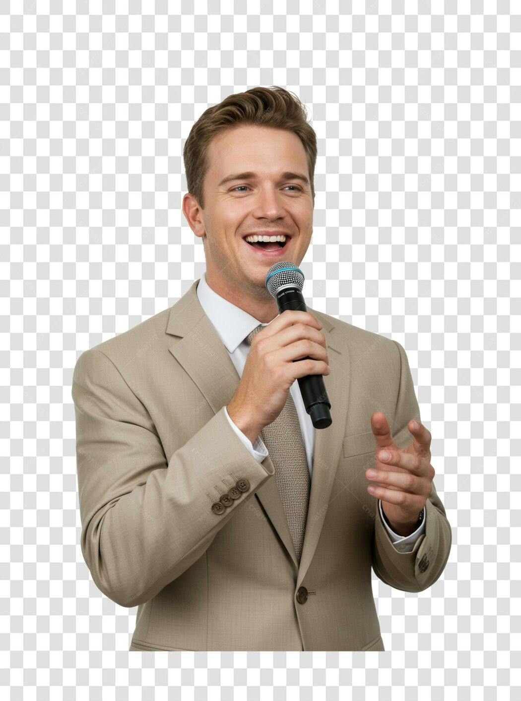 Imagem PNG Homem de Negócios com Microfone Fundo Transparente
