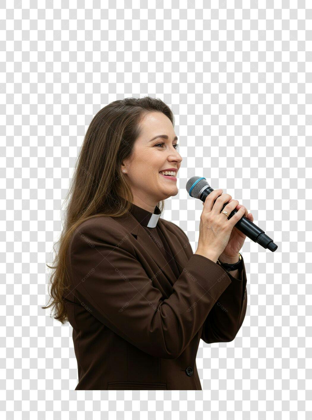 Imagem PNG mulher pregando com fundo transparente