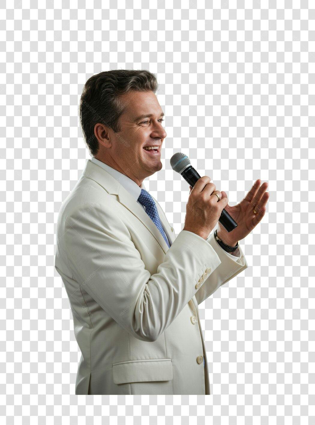 Imagem PNG Homem de Negócios Microfone Fundo Transparente
