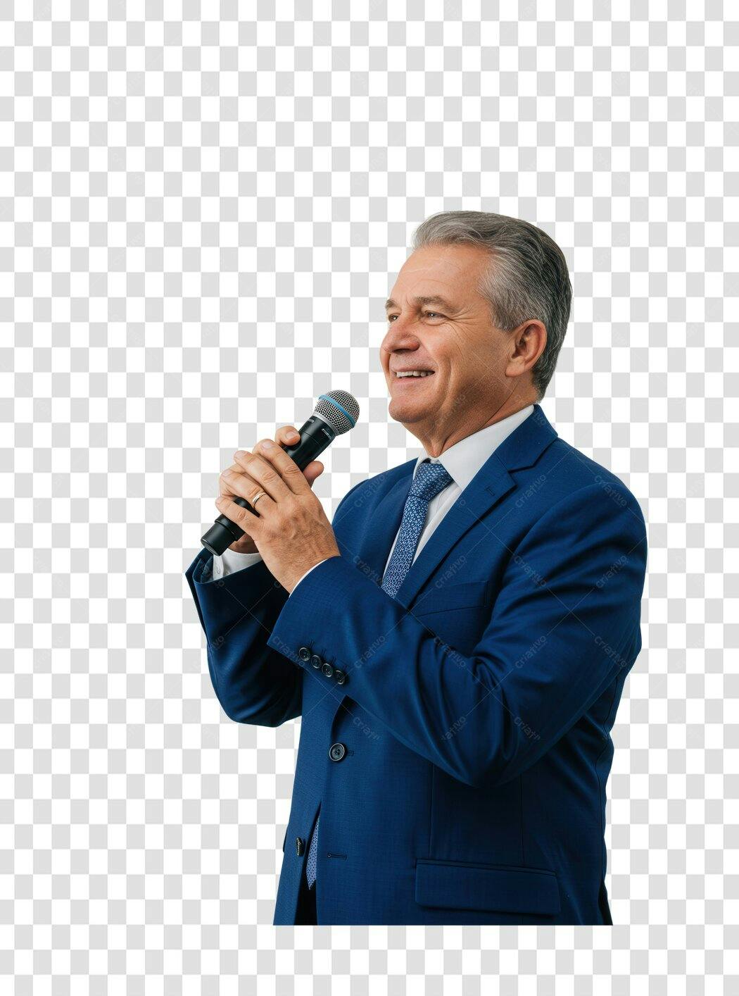 Imagem PNG Homem de Negócios com Microfone Fundo Transparente