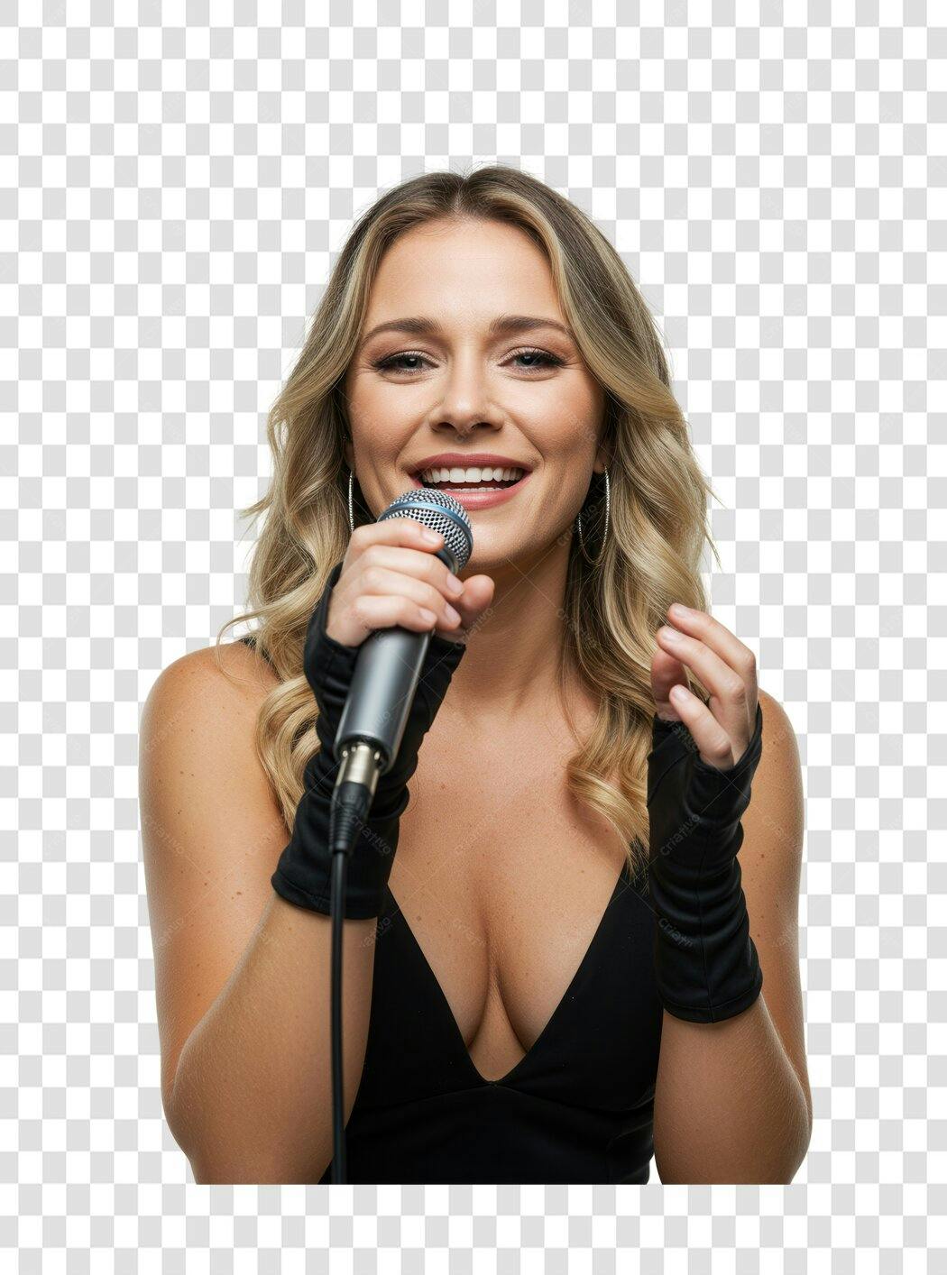 PNG Foto Cantora Mulher Microfone Fundo Transparente