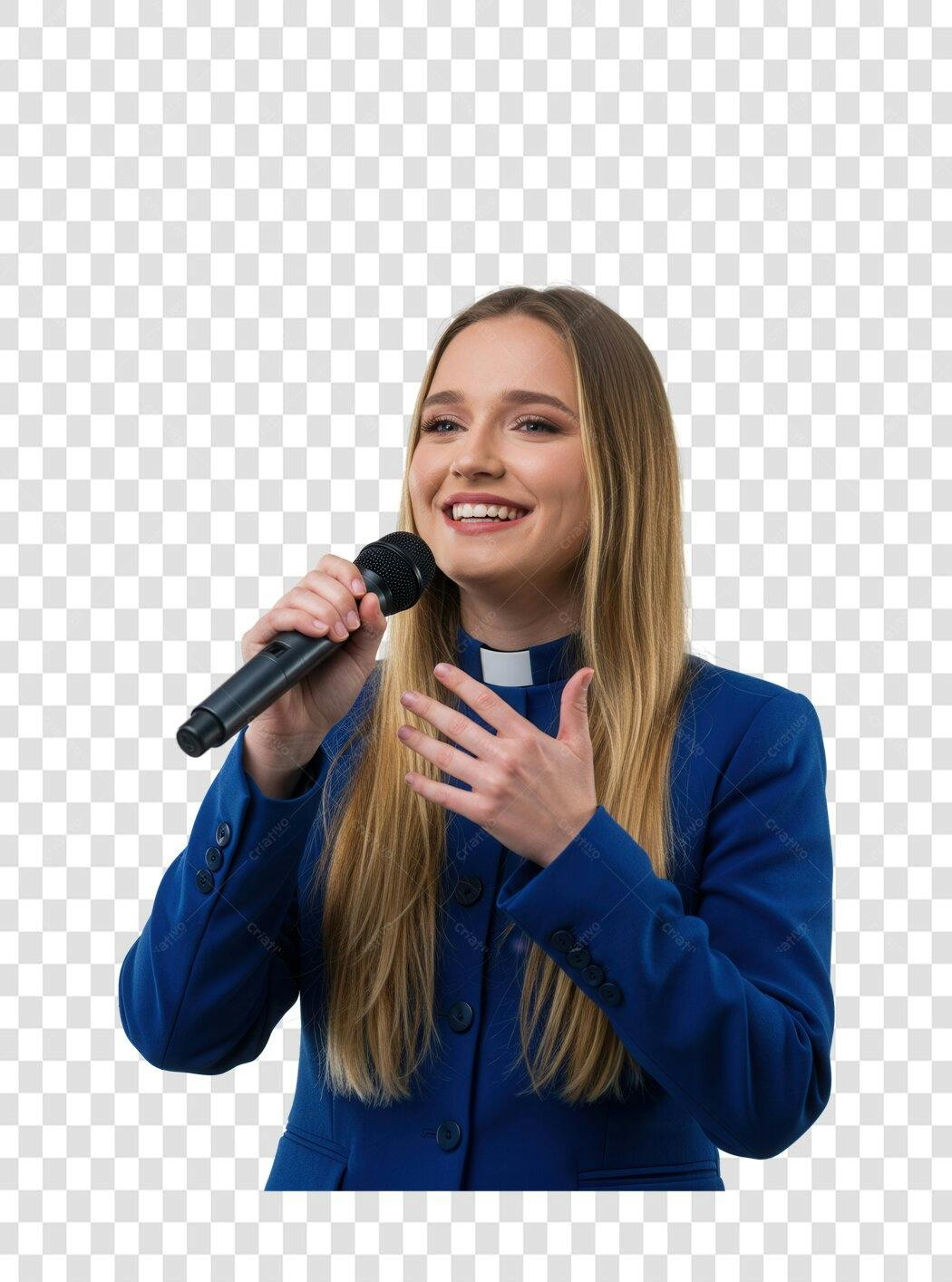 Imagem PNG mulher cantando com fundo transparente
