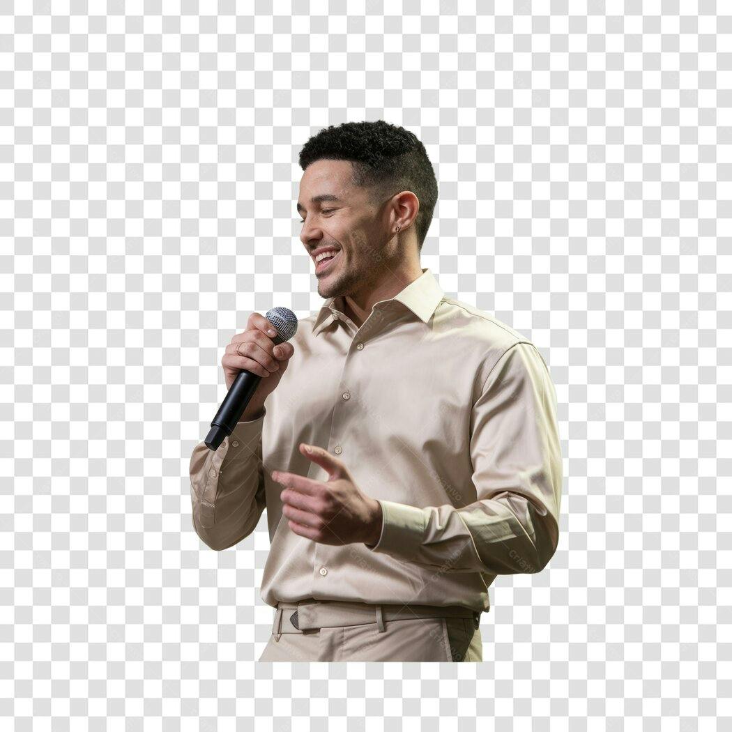 Imagem PNG com fundo transparente Homem falando ao microfone