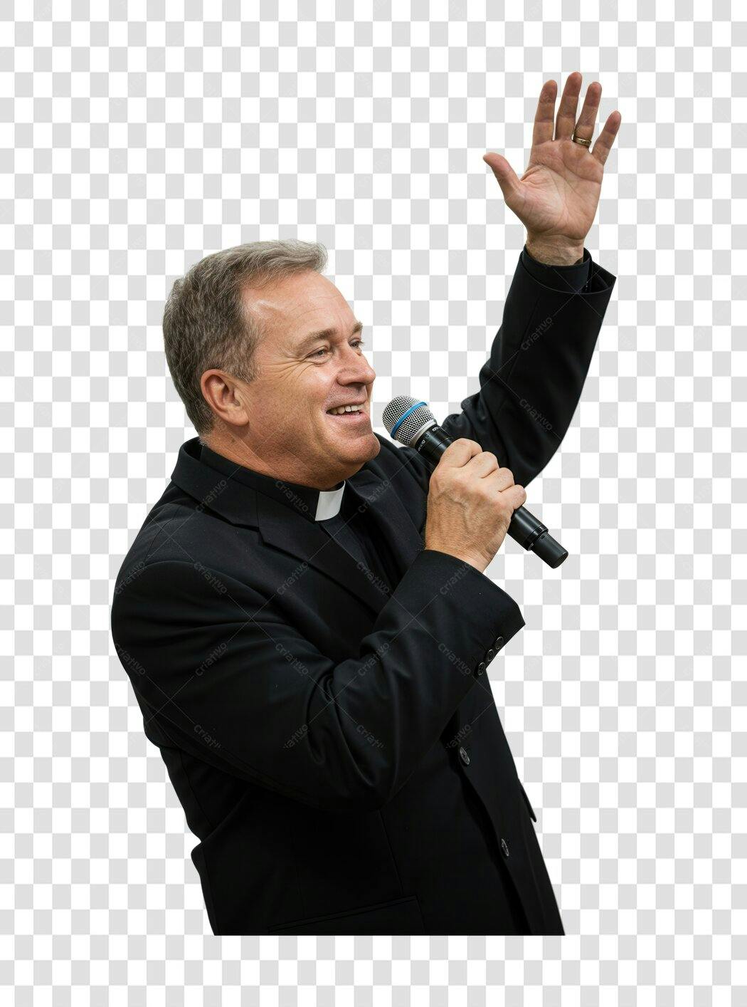 PNG Imagem Pastor falando no microfone com fundo transparente