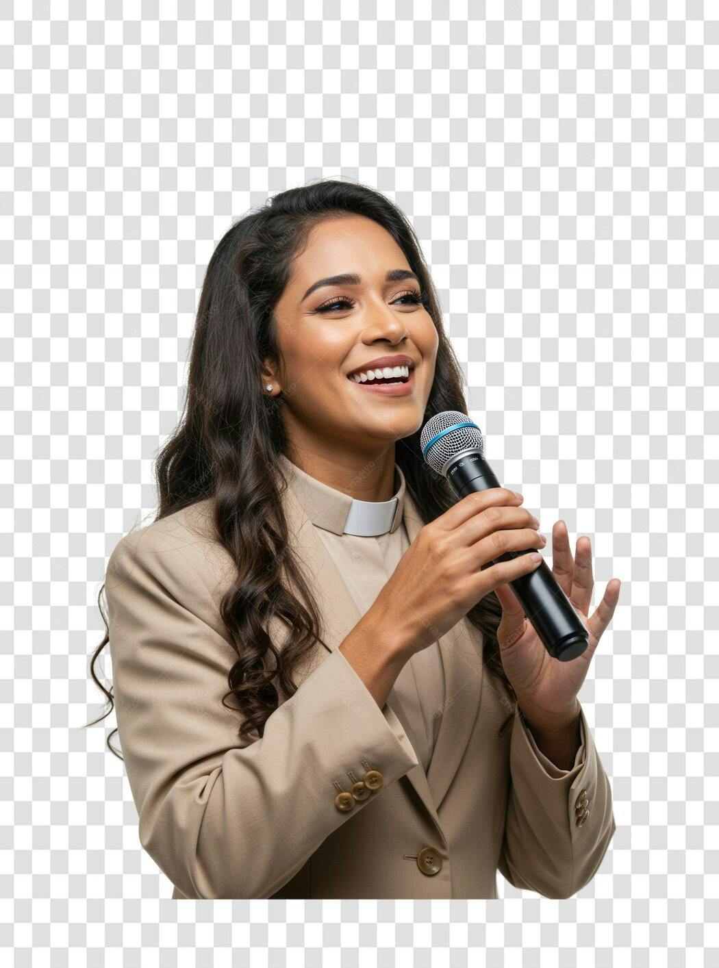 Imagem PNG com fundo transparente Pastora falando ao microfone