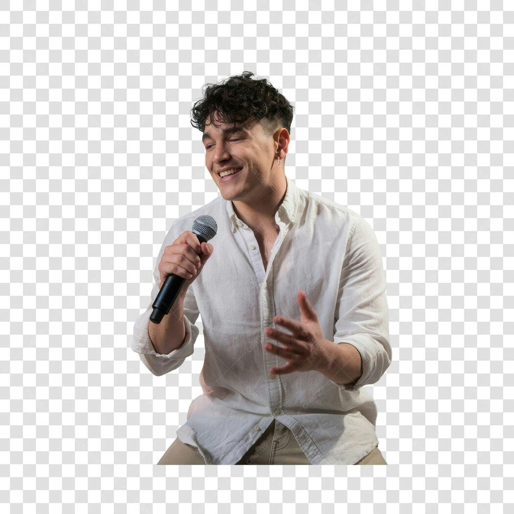 Imagem PNG Cantor com Microfone Fundo Transparente