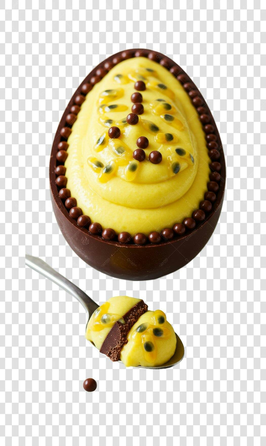 Imagem Ovo de Páscoa com Mousse de Maracujá PNG com fundo transparente