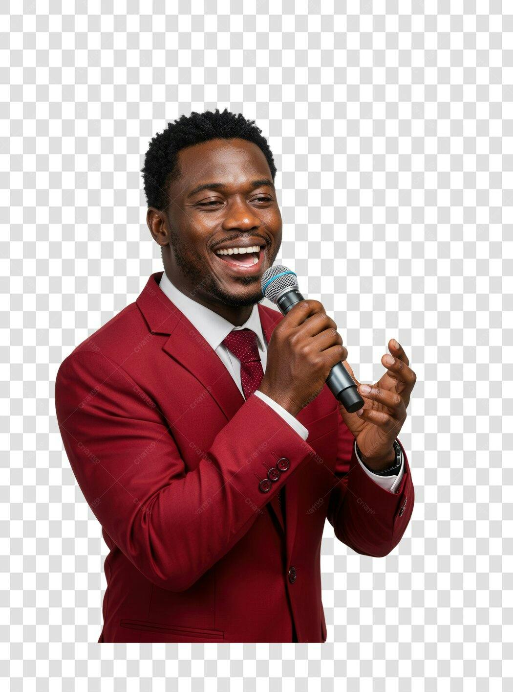 Imagem PNG homem negro cantando com fundo transparente