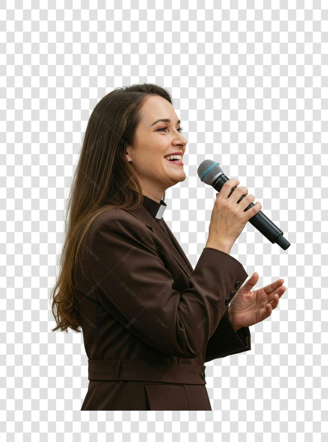 Imagem PNG mulher palestrante com fundo transparente