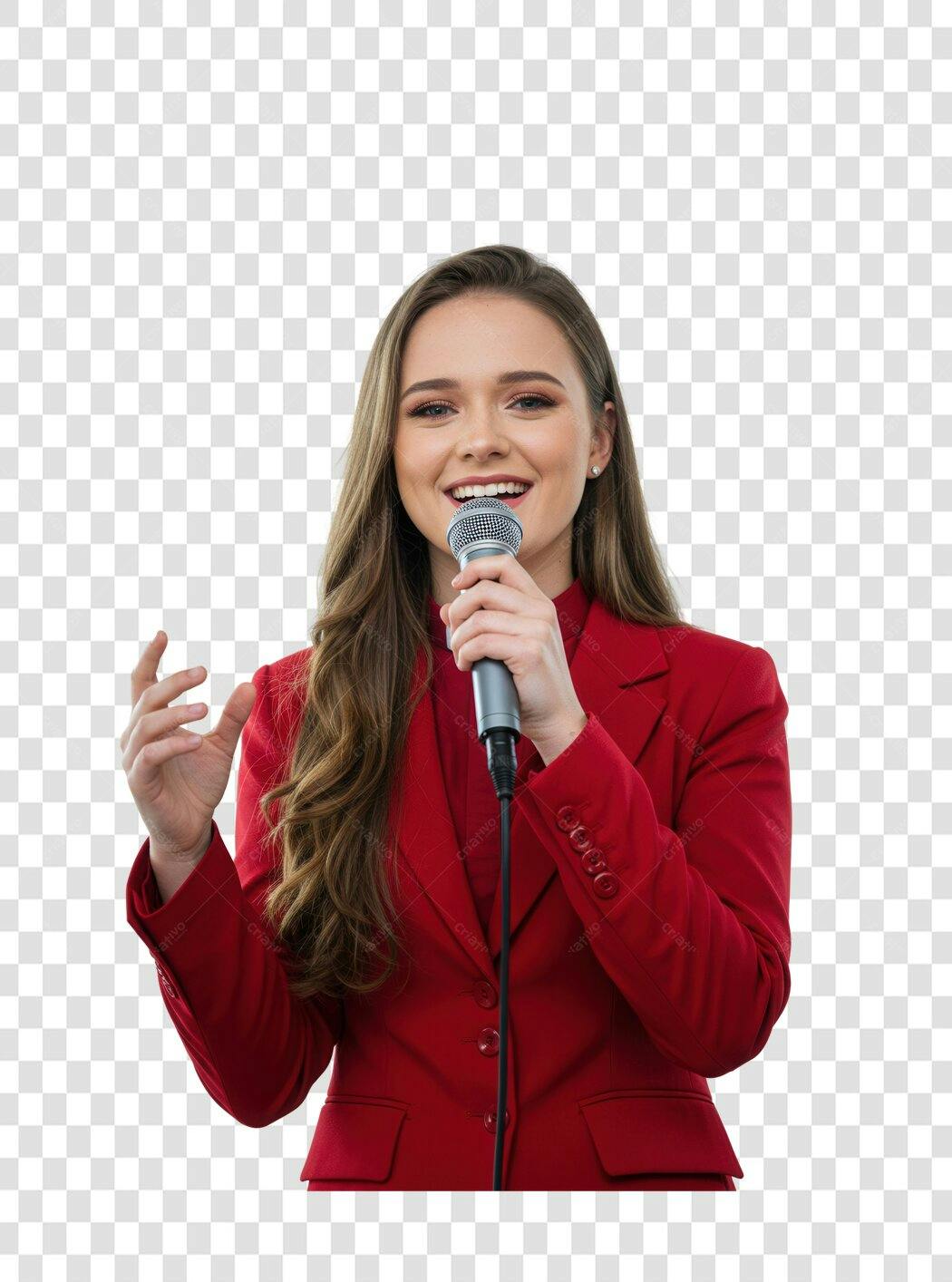 PNG Foto Mulher falando ao microfone