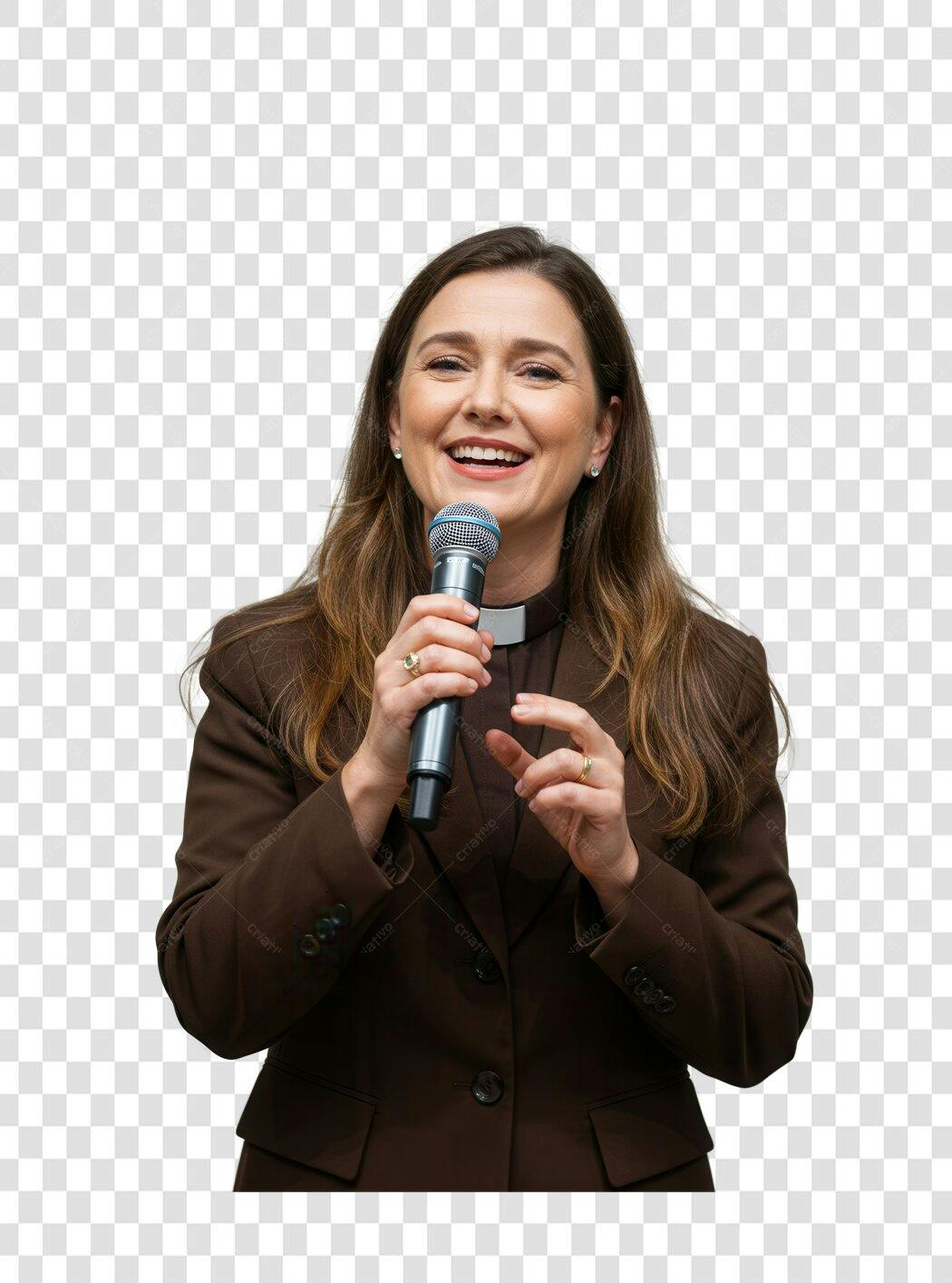 Imagem PNG mulher palestrante com fundo transparente