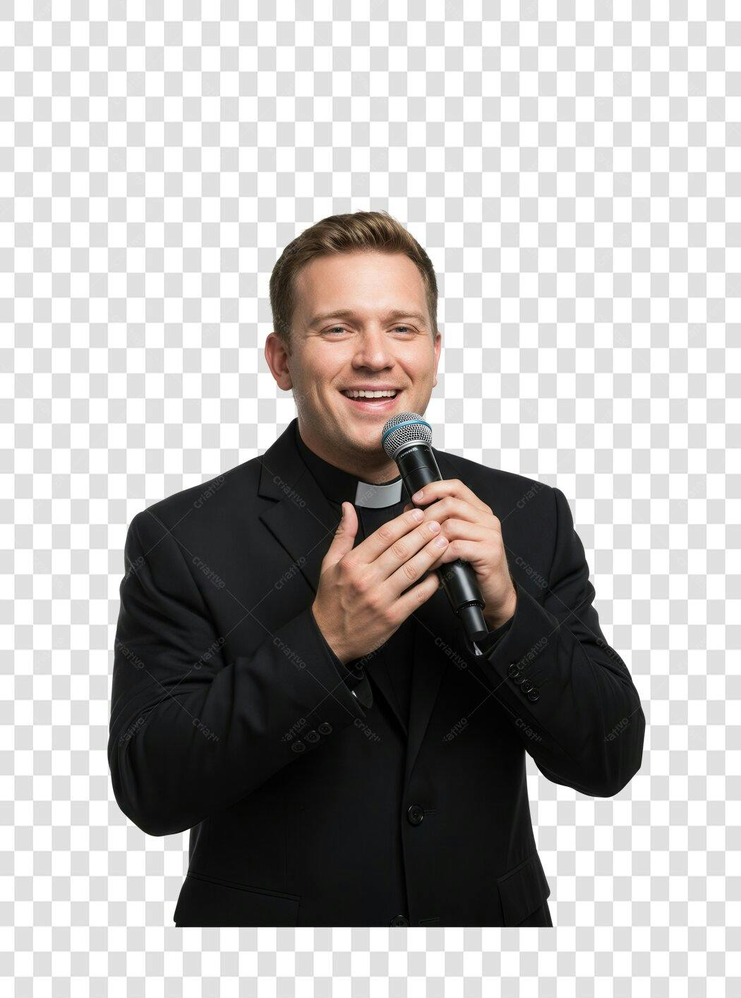 PNG Imagem Padre com Microfone Fundo Transparente
