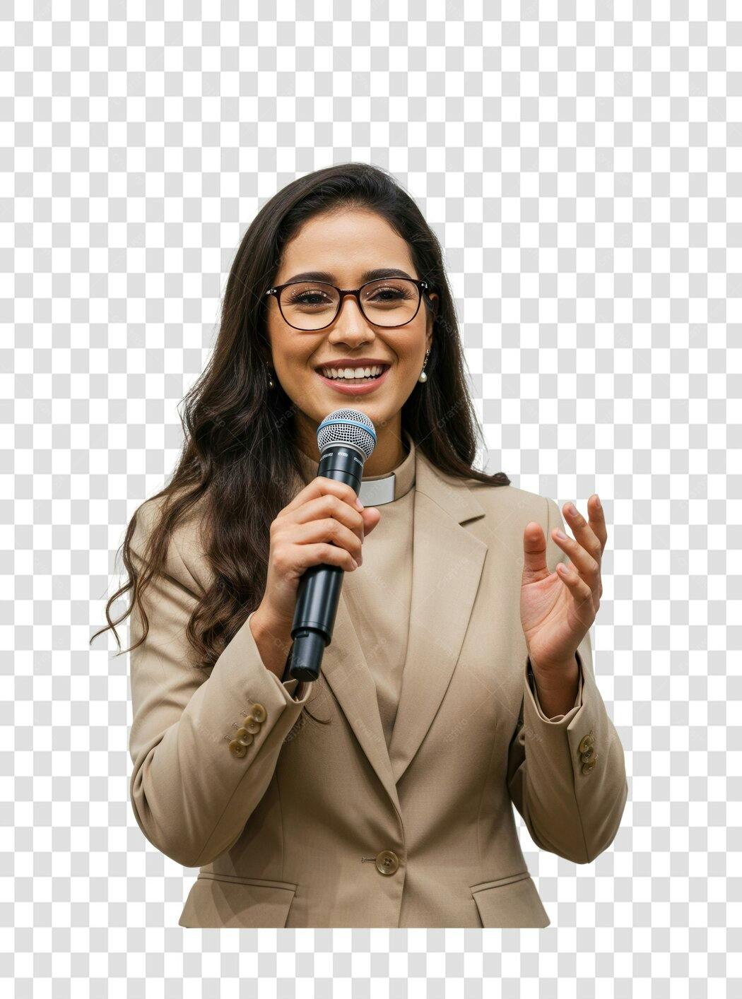 Imagem PNG mulher palestrante com fundo transparente