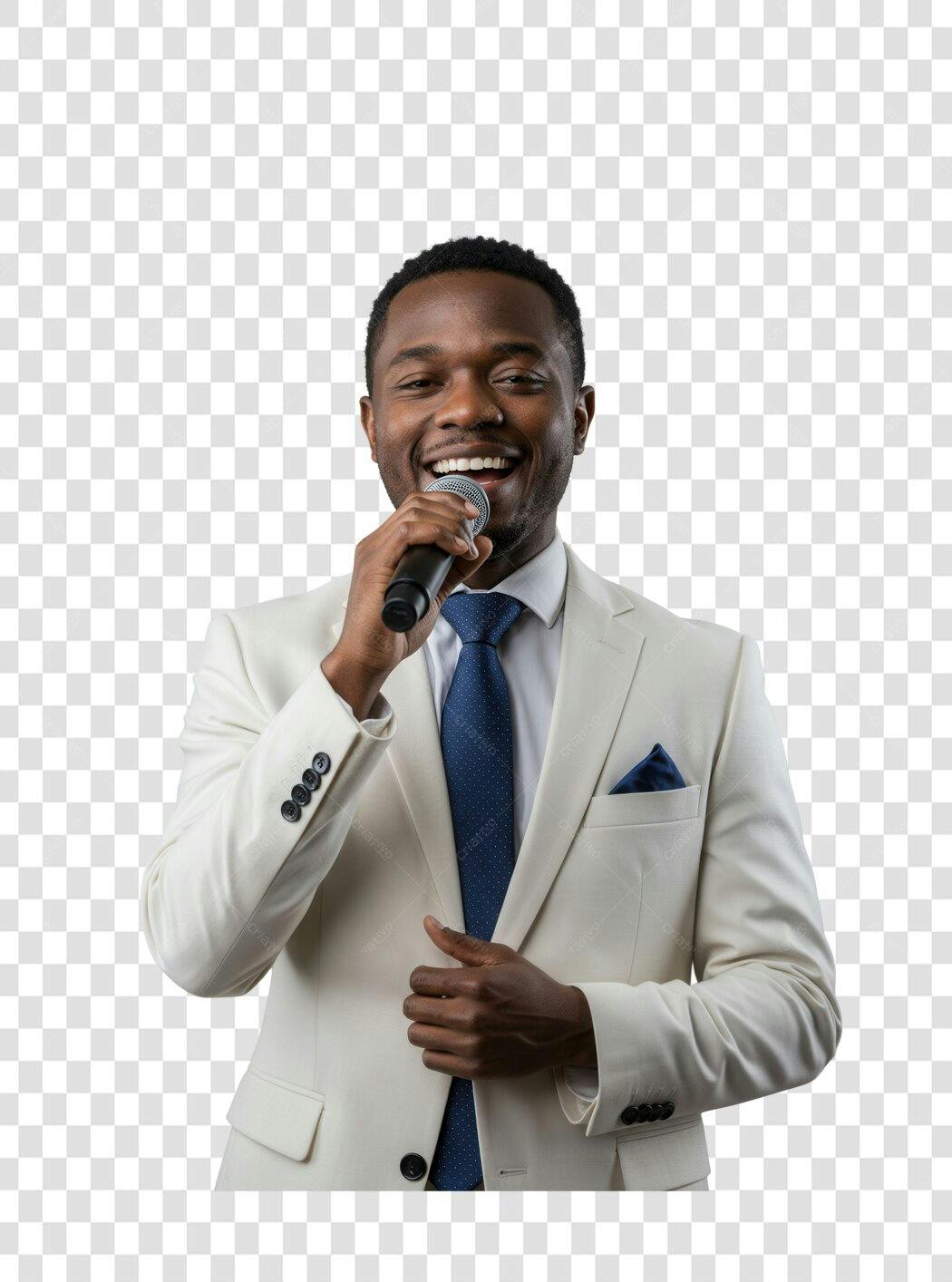 Imagem PNG homem negro cantando com fundo transparente