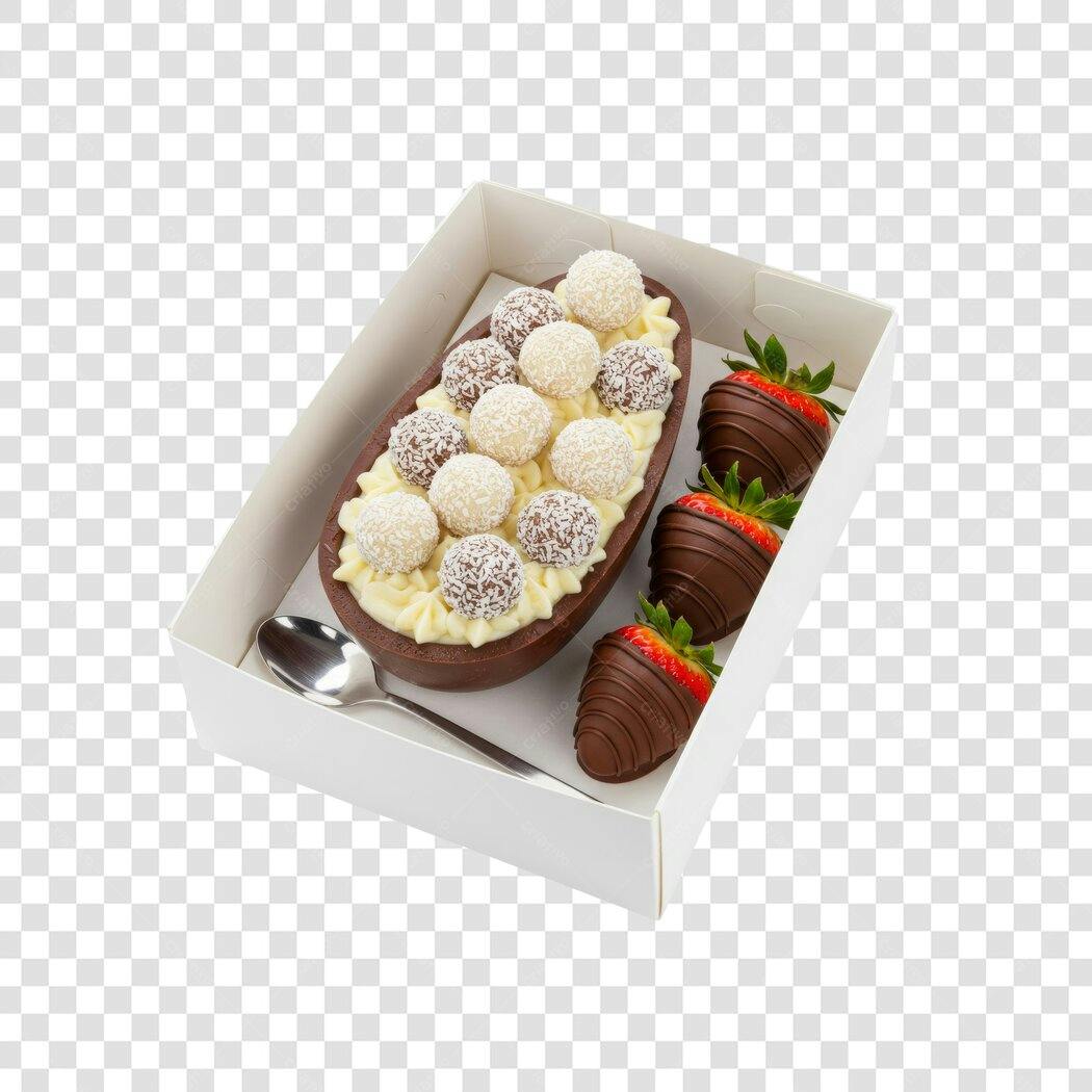 Mockup Ovo de Páscoa Brigadeiro e Morango PNG com fundo transparente