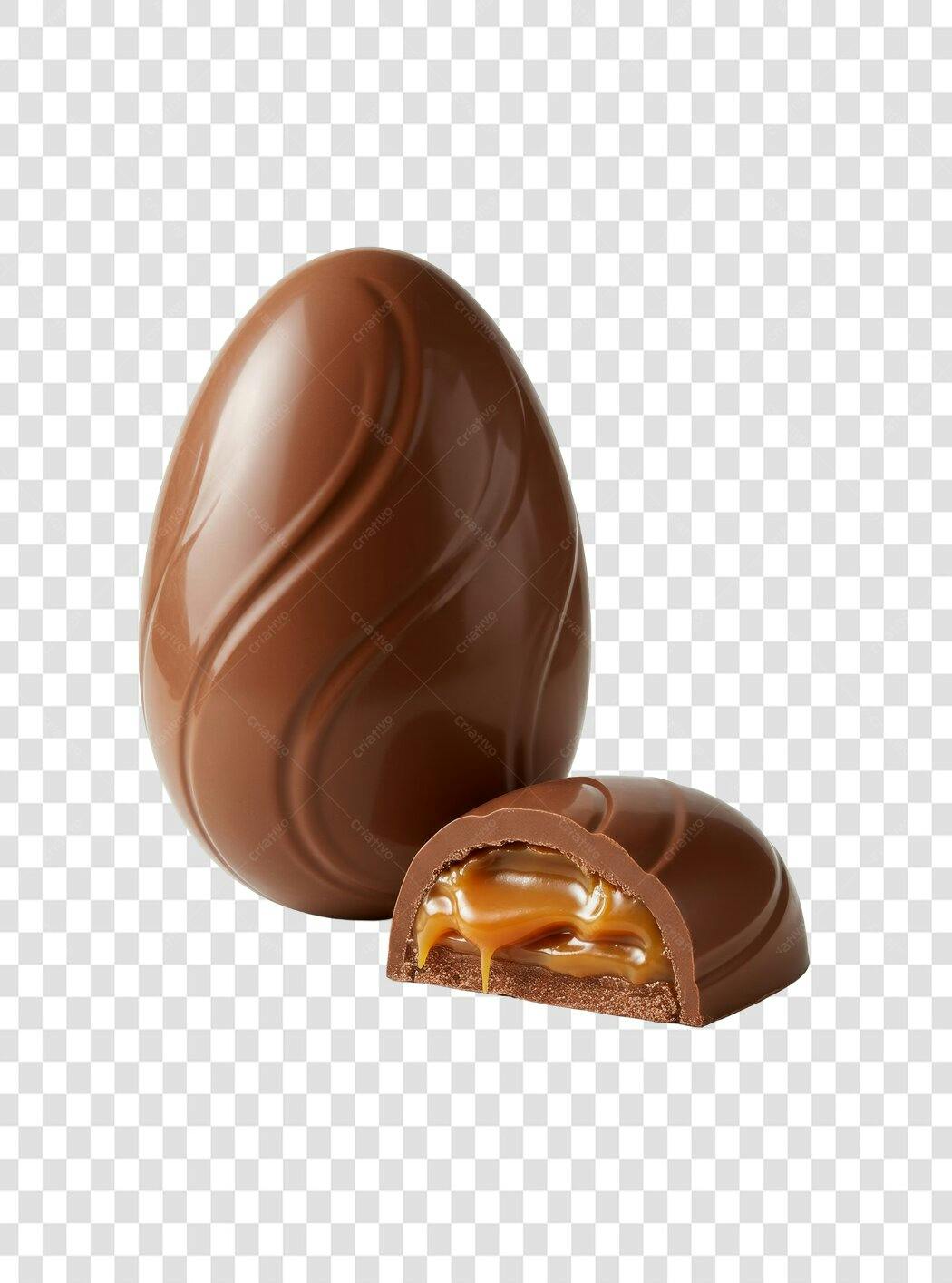 PNG Ovo de Páscoa Chocolate com Recheio de Caramelo com fundo transparente