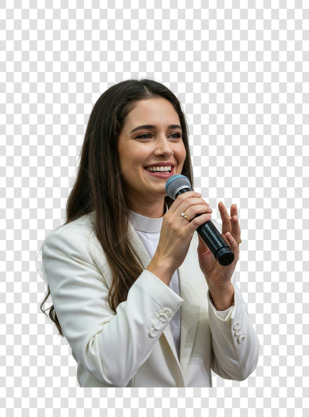 Imagem PNG mulher palestrante com fundo transparente