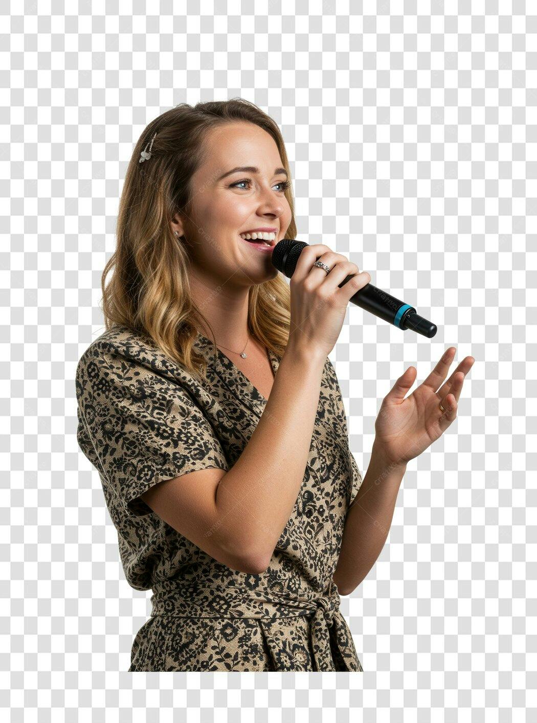 Imagem PNG Cantora Microfone Fundo Transparente