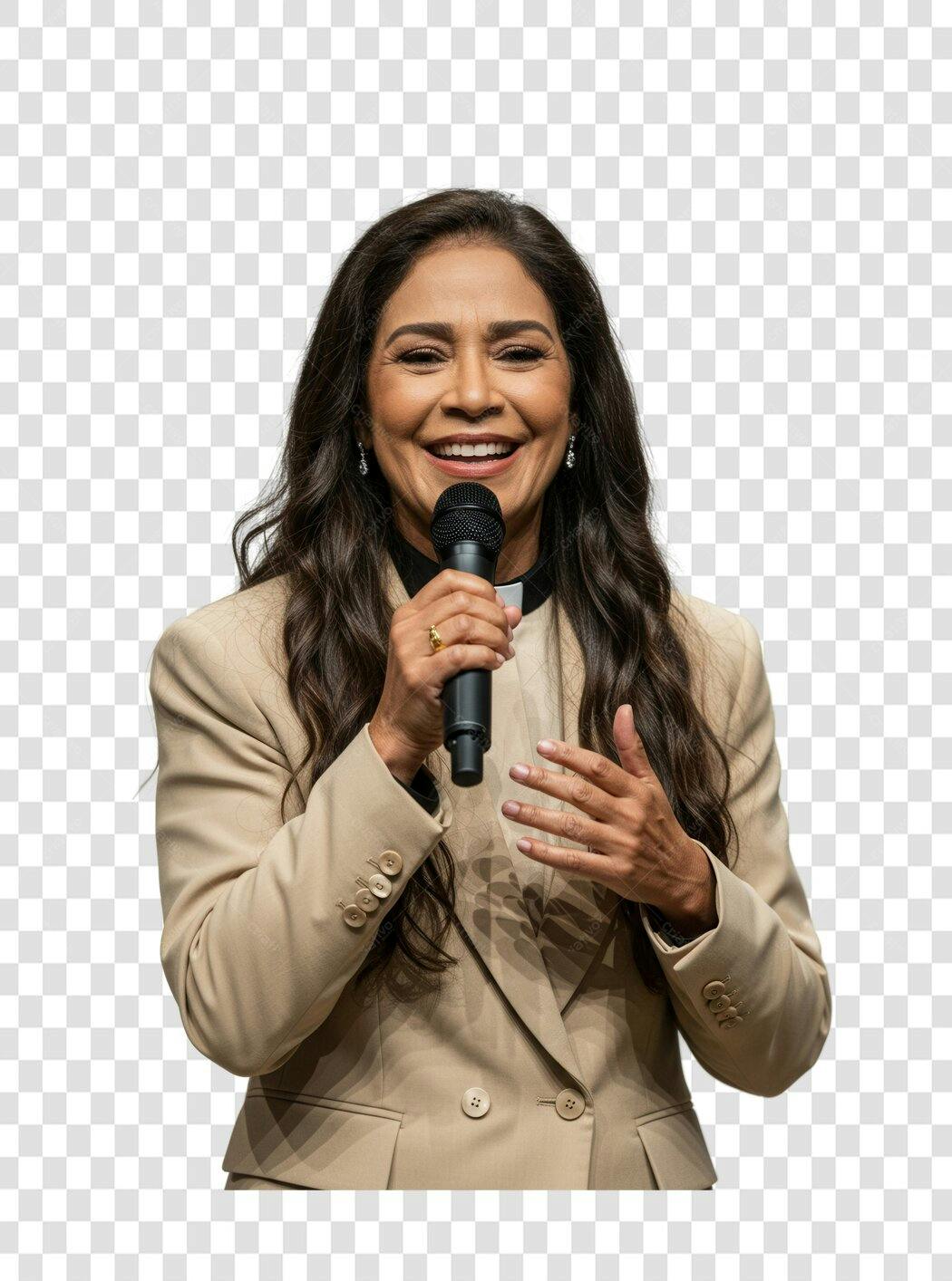 Imagem PNG mulher palestrante com fundo transparente