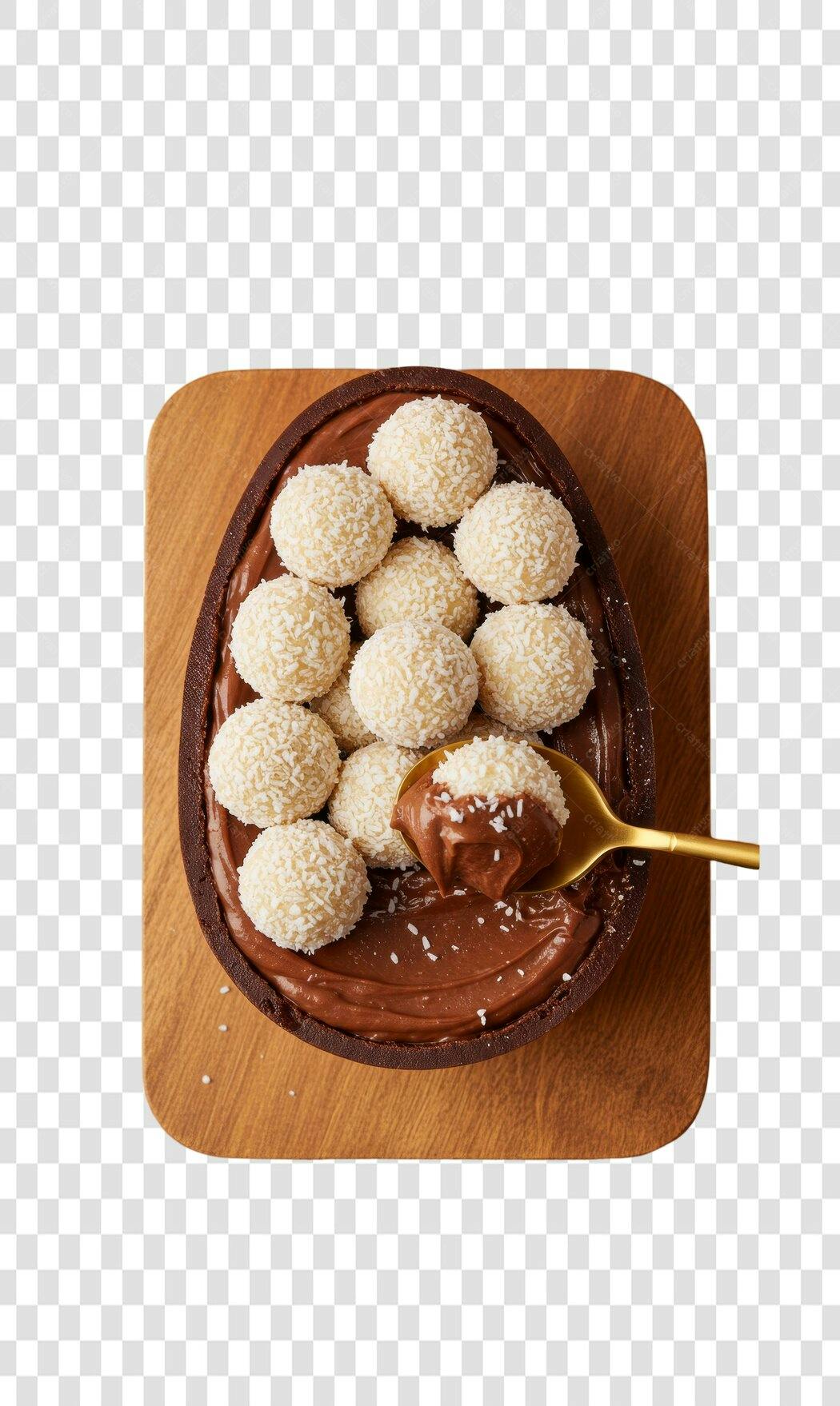 Imagem Páscoa Ovo de Chocolate com Brigadeiro e Bombons PNG com fundo transparente