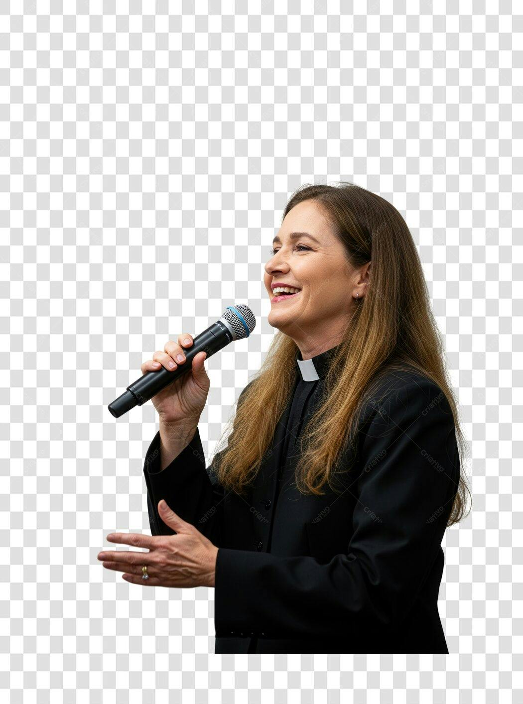 Imagem PNG com fundo transparente Pastora falando ao microfone
