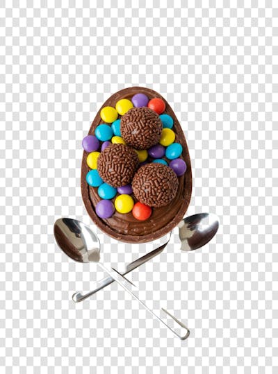 Ovo de Colher Páscoa Chocolate Doce Confeitaria encomenda composição PNG (70)