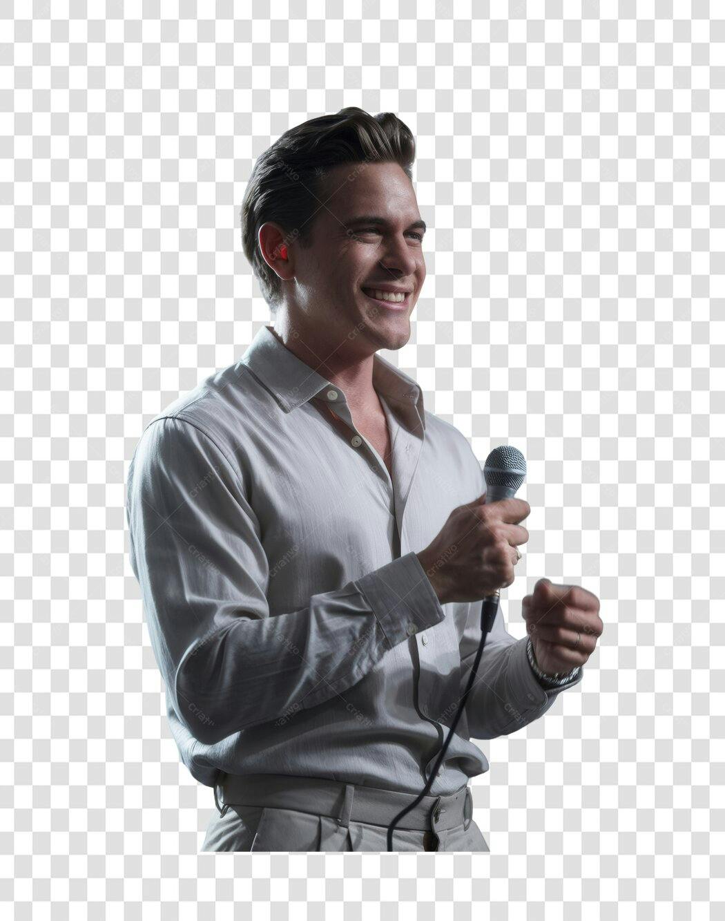 Imagem PNG com fundo transparente Cantor segurando microfone