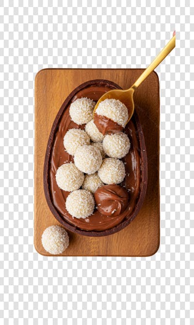 Ovo de Colher Páscoa Chocolate Doce Confeitaria encomenda composição PNG (66)