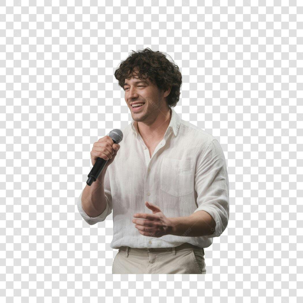 PNG Imagem Cantor Homem Microfone Fundo Transparente
