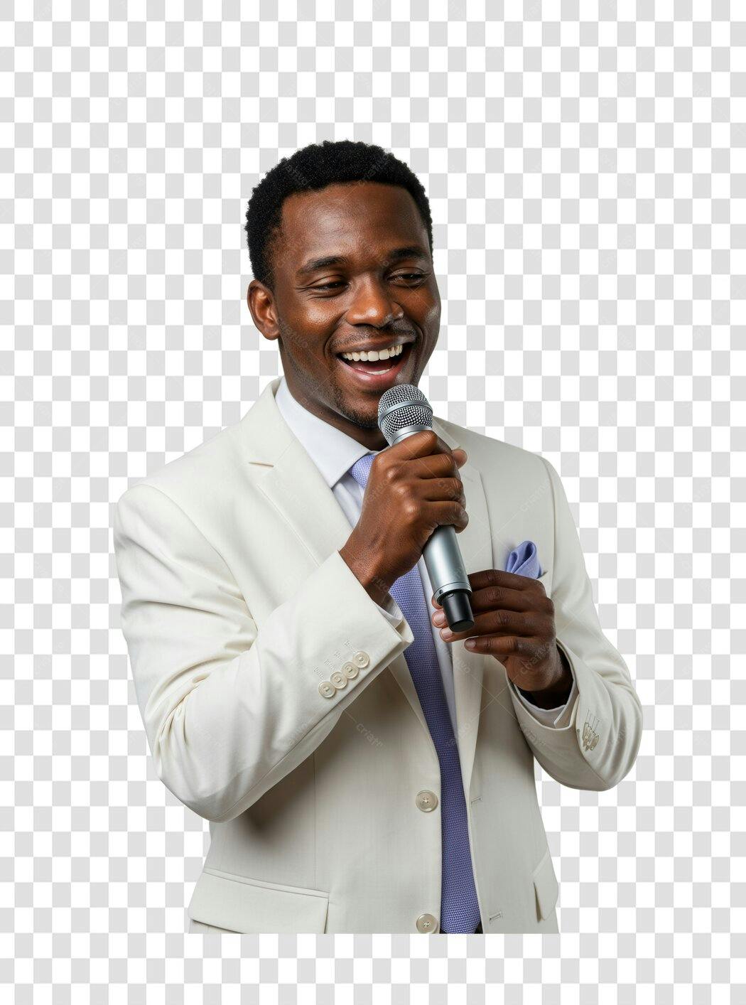Imagem PNG homem afrodescendente palestrante com fundo transparente