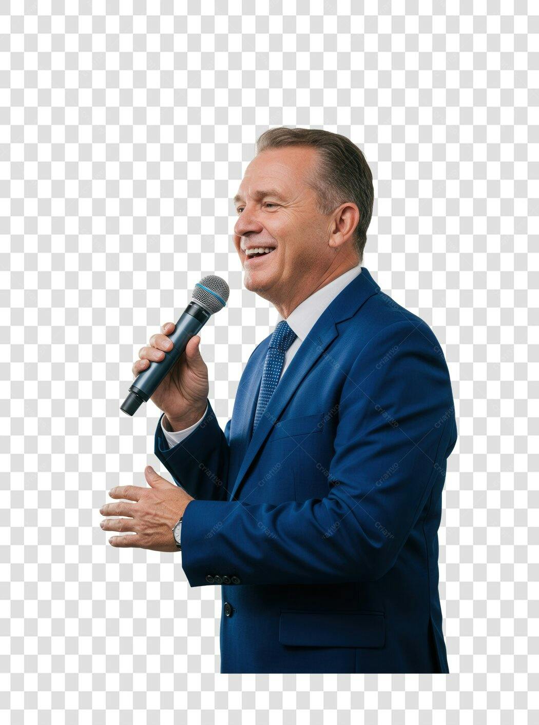 Imagem PNG com fundo transparente Homem de Negócios com Microfone