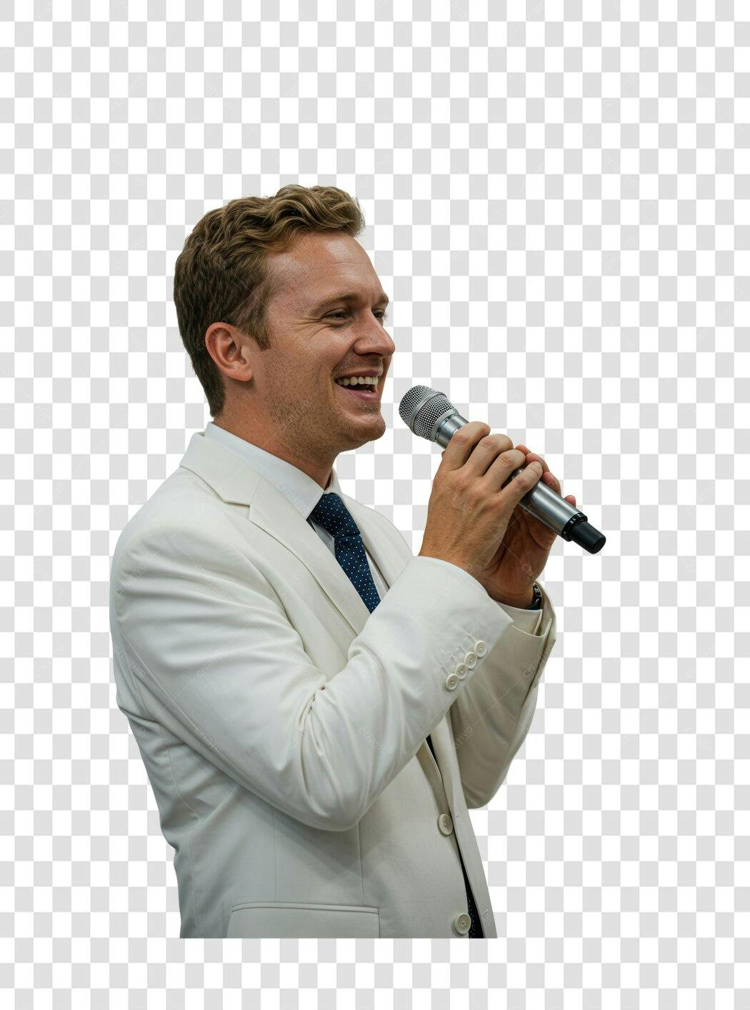 PNG Imagem Homem de Negócios falando ao microfone com fundo transparente