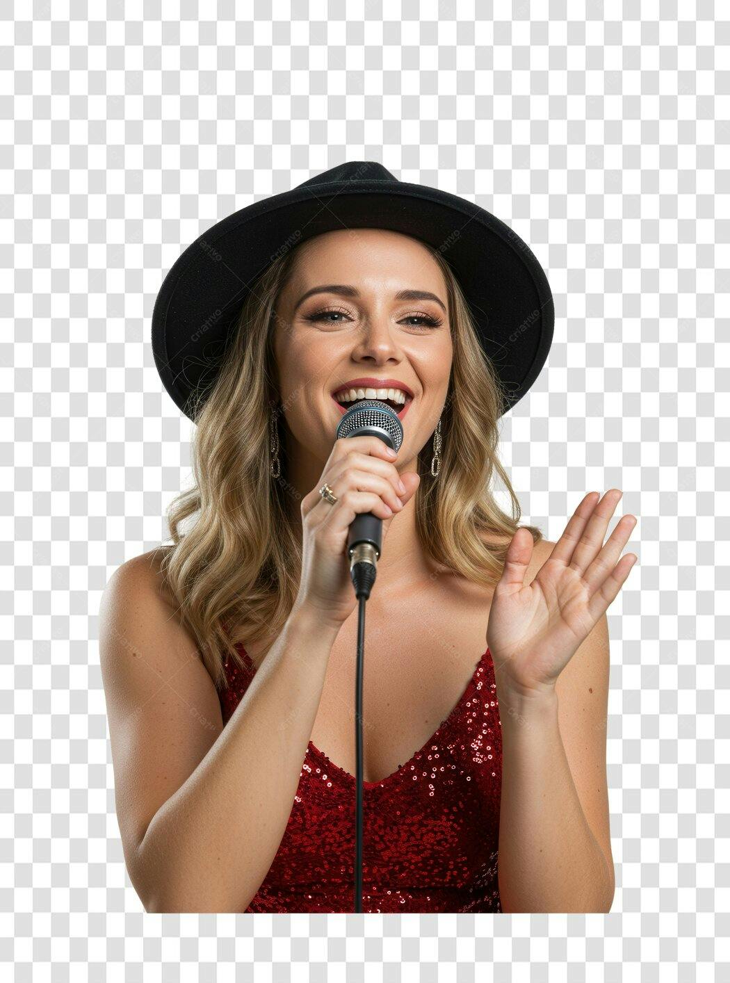 Imagem PNG Cantora Música Vermelha Fundo Transparente