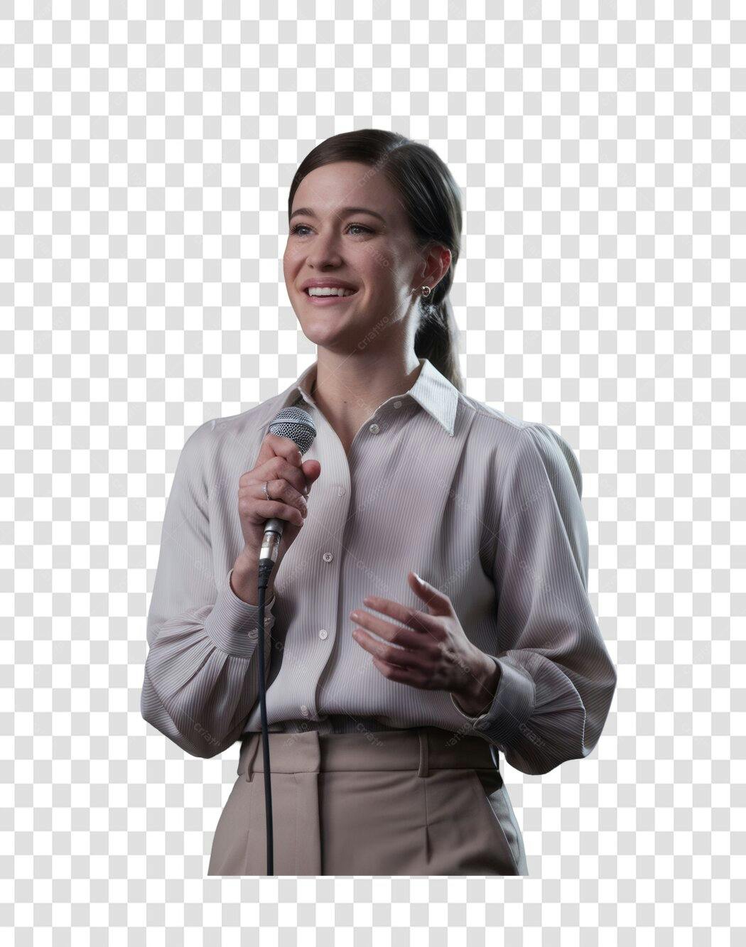 Imagem PNG Mulher palestrante com fundo transparente
