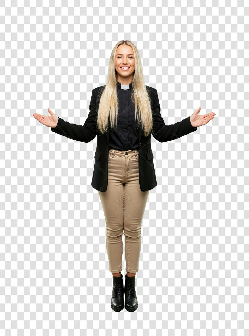 Imagem PNG de mulher com braços abertos fundo transparente