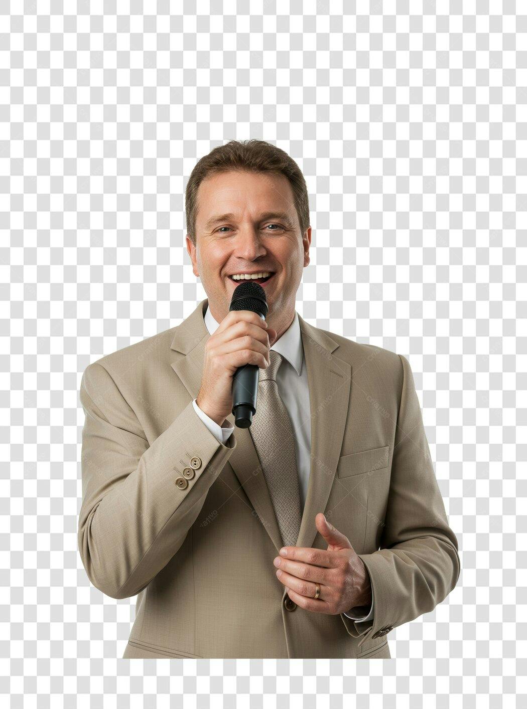 PNG Imagem Homem de Negócios no Palco com Microfone