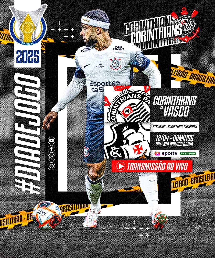 Flyer Corinthians x Vasco 12/04 PSD Editável