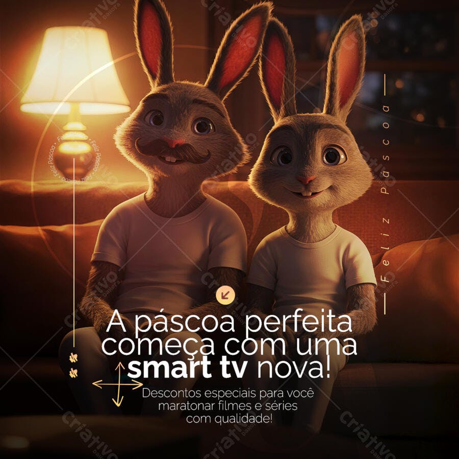 Postagem Páscoa Família Coelho PSD Editável