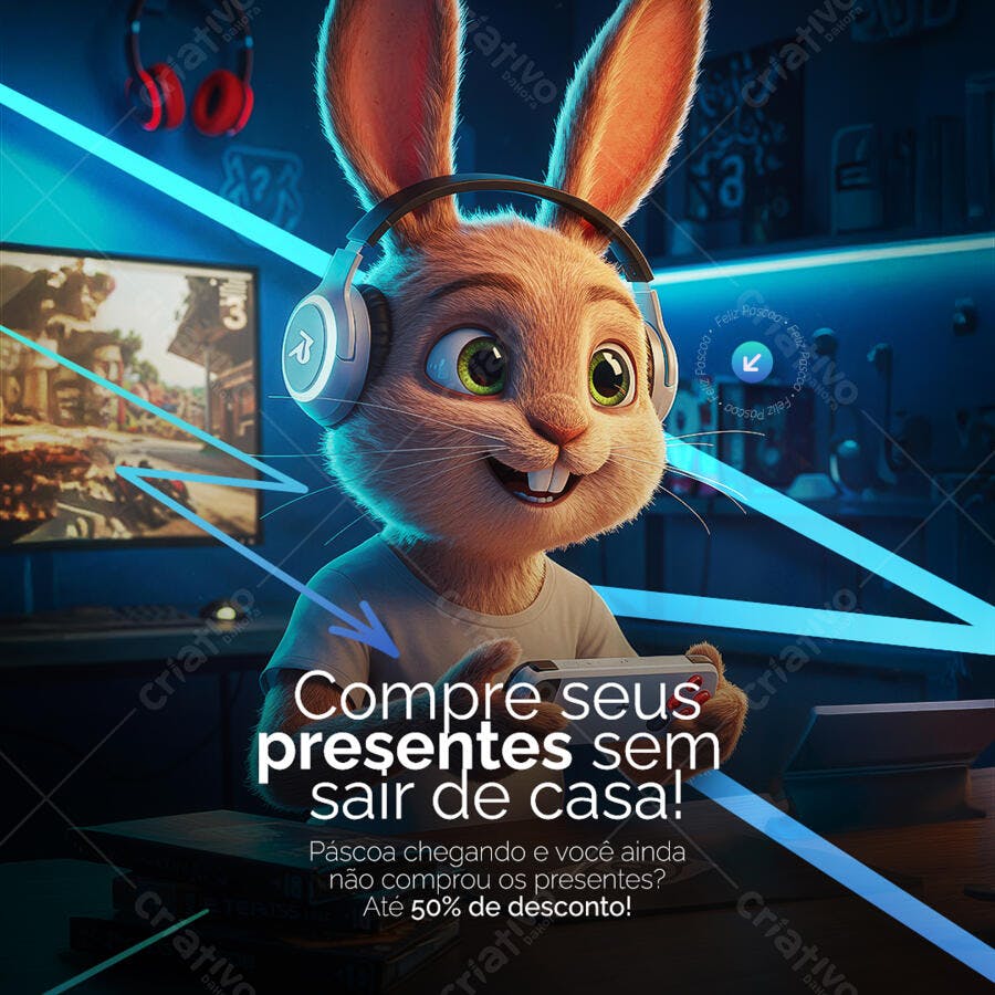 Banner Páscoa Gamer PSD Editável
