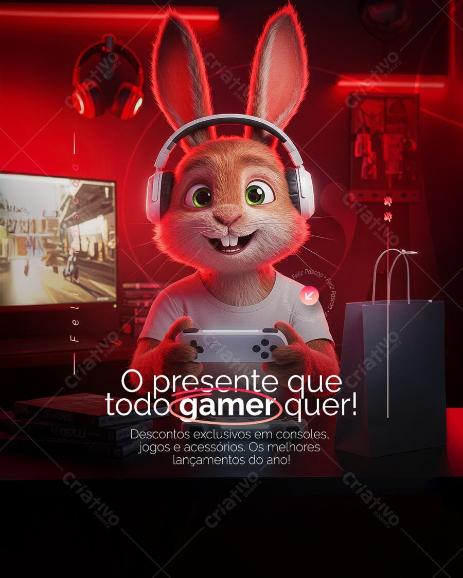 Flyer Páscoa Gamer PSD Editável