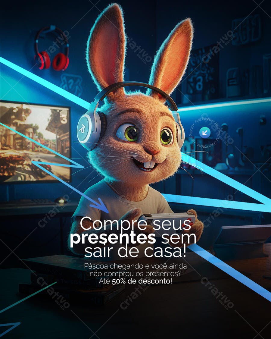 Banner Páscoa Gamer PSD Editável
