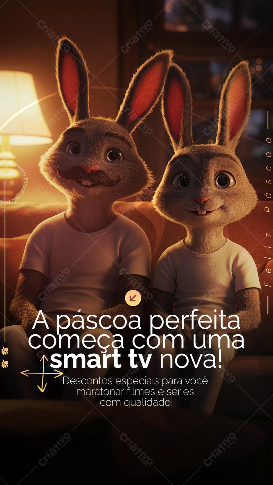 Flyer Páscoa com Coelhos PSD Editável