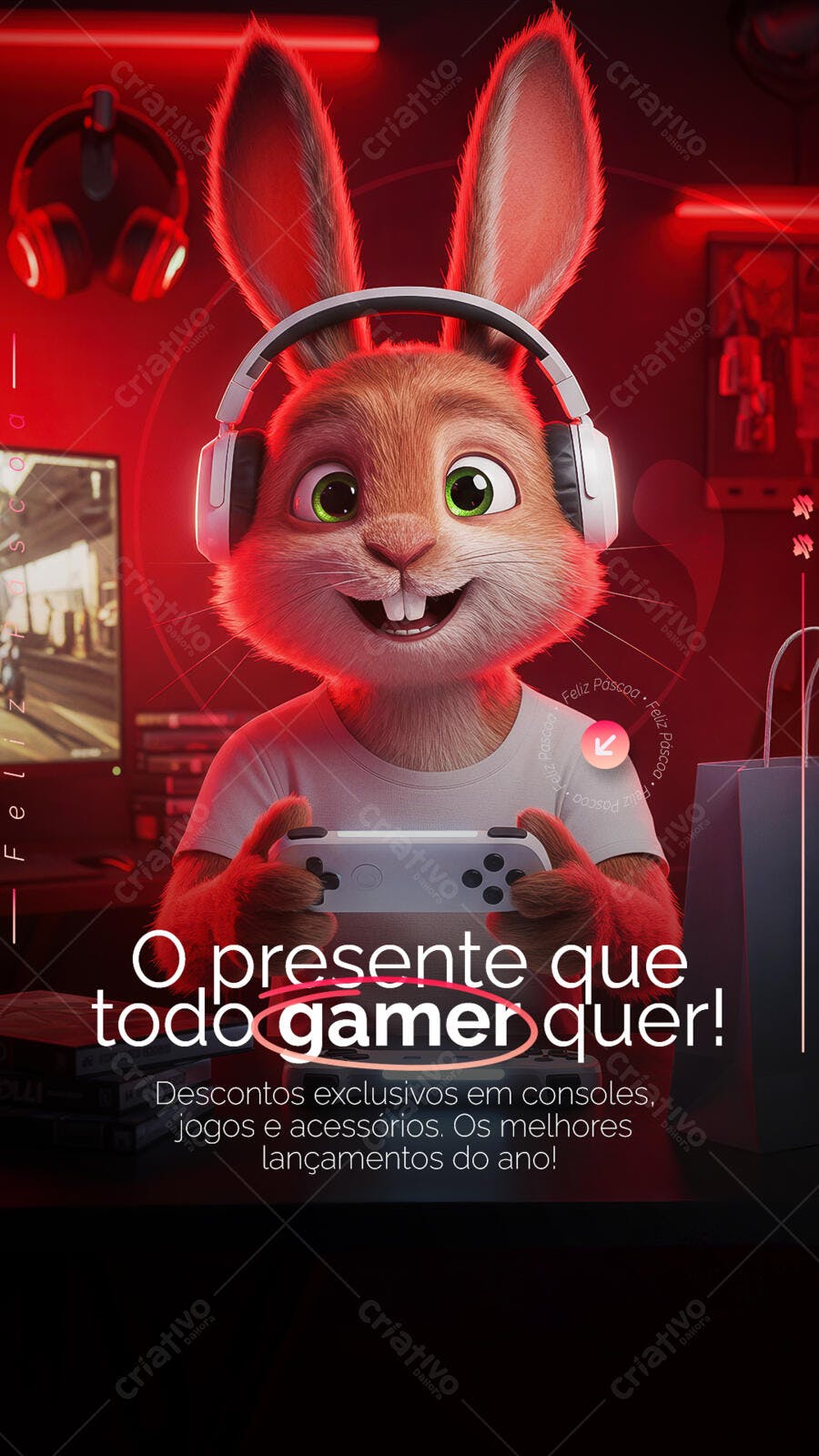 Flyer Páscoa Gamer PSD Editável