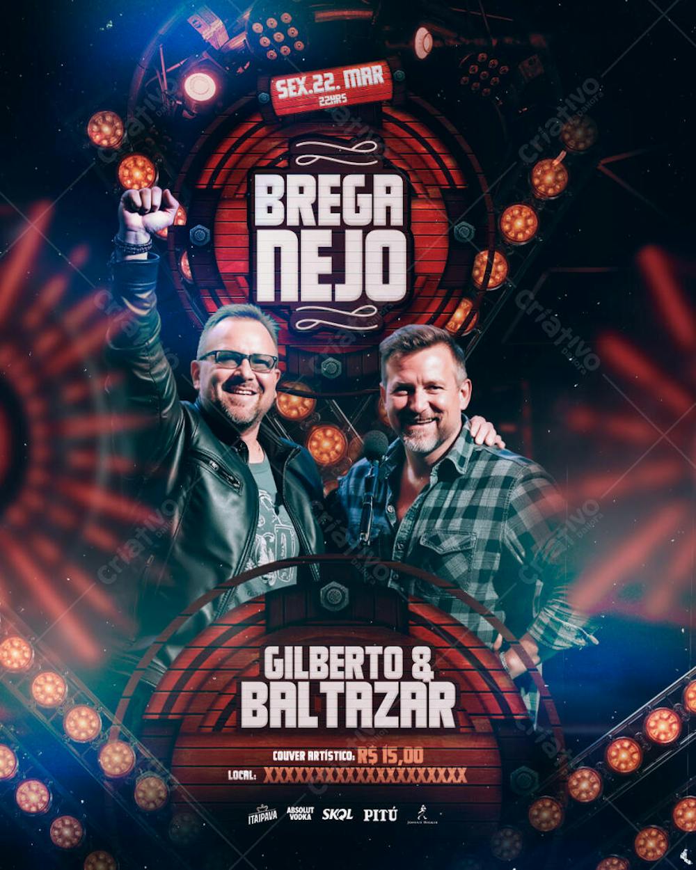 FLYER EVENTO ARTISTA SERTANEJO BREGA SHOW AO VIVO