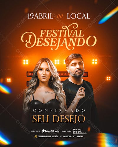 FLYER EVENTO FORRÓ SEU DESEJO FEED PSD EDITÁVEL