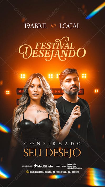 FLYER EVENTO FORRÓ SEU DESEJO STORY PSD EDITÁVEL